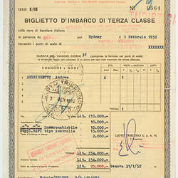 Passenger Ticket - Lloyd Triestino Line [Andrea Andrighetto]