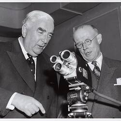 Photograph - Kodak Australasia Pty Ltd, Prime Minister Robert Menzies and Dr. Albert Chapman at the Official Opening of the Kodak Factory, Coburg, 1961