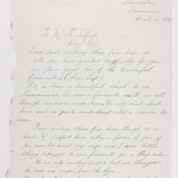 Letter - Reid to Telford, Phar Lap's Death, 14 Apr 1932
