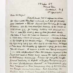 Letter - Gauch to Telford, Phar Lap's Death, 08 Apr 1932