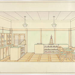 Drawing - Cake Shop Interior, Karl Muffler, 1944