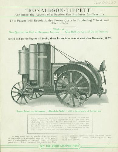 Ronaldson-Tippett Gas Producer Tractor
