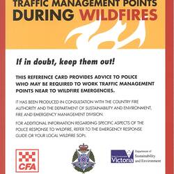 Pamphlet - 'Guidelines for the Operation of Traffic Management Points During Wildfires', State Emergency Response Coordination Unit, Victoria, Oct 2007