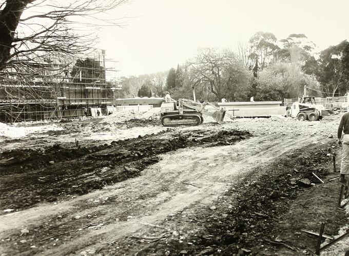 Photograph - Construction of Centennial Gardens  from South, Exhibition Building, Melbourne, 1980