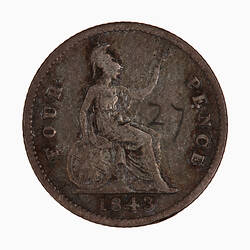 Coin - Groat, Queen Victoria, Great Britain, 1843 (Reverse)