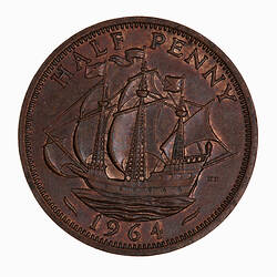 Coin - Halfpenny, Elizabeth II, Great Britain, 1964 (Reverse)
