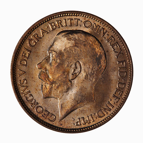Coin - Halfpenny, George V, Great Britain, 1918 (Obverse)