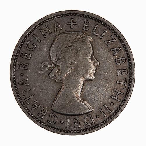 Coin - Florin (2 Shillings), Elizabeth II, Great Britain, 1957 (Obverse)