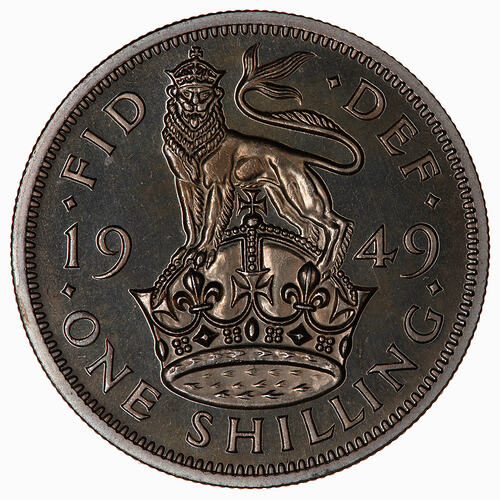 Proof Coin - Shilling, George VI, Great Britain, 1949 (Reverse)