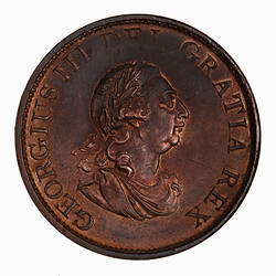 Coin - Halfpenny, George III, Great Britain, 1799 (Obverse)