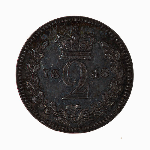 Coin - Twopence (Maundy), Queen Victoria, Great Britain, 1848 (Reverse)