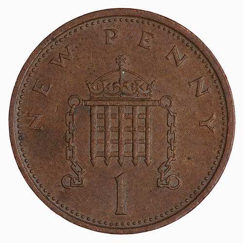 Coin - 1 New Penny, Elizabeth II, Great Britain, 1974 (Reverse)