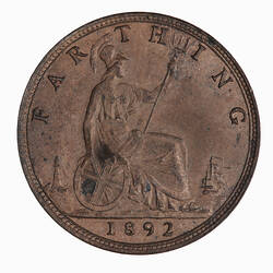 Coin - Farthing, Queen Victoria, Great Britain, 1892 (Reverse)