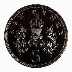 Proof Coin - 5 Pence, Great Britain, 1973 (Reverse)
