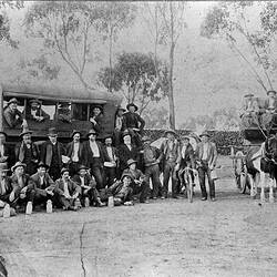 Charabanc taking miners from Maryborough to Neighbouring Mines, Maryborough, Victoria, circa 1895
