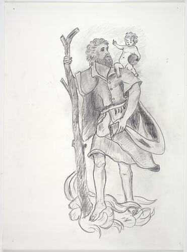 Sketch - Saint Christopher, Josef Moser, circa 1995 -1996