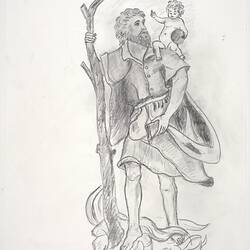 Sketch - Saint Christopher, Josef Moser, circa 1995 -1996