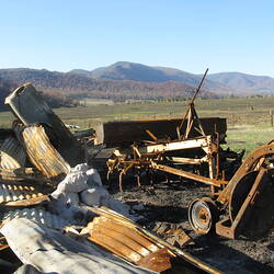Digital Photograph - Destroyed Farm Shed, Black Saturday Bushfires Aftermath, Rosewhite, Victoria, 11 Apr 2009