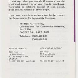 Leaflet - 'Racial Discrimination and Prejudice', 1975