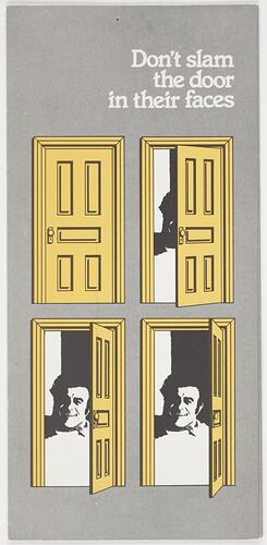 Leaflet - 'Don't Slam the Door in Their Faces', Ecumenical Migration Centre, circa 1980s