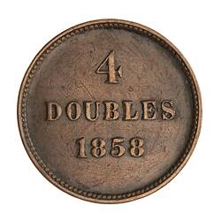 Coin - 4 Doubles, Guernsey, Channel Islands, 1858