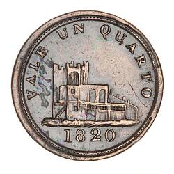 Token - 1 Quarto, James Spittles, Gibraltar, 1820