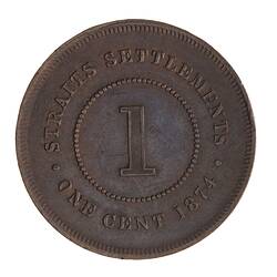 Coin - 1 Cent, Straits Settlements, 1874