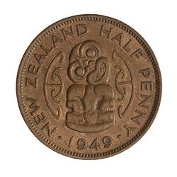 Coin - 1/2 Penny, New Zealand, 1949