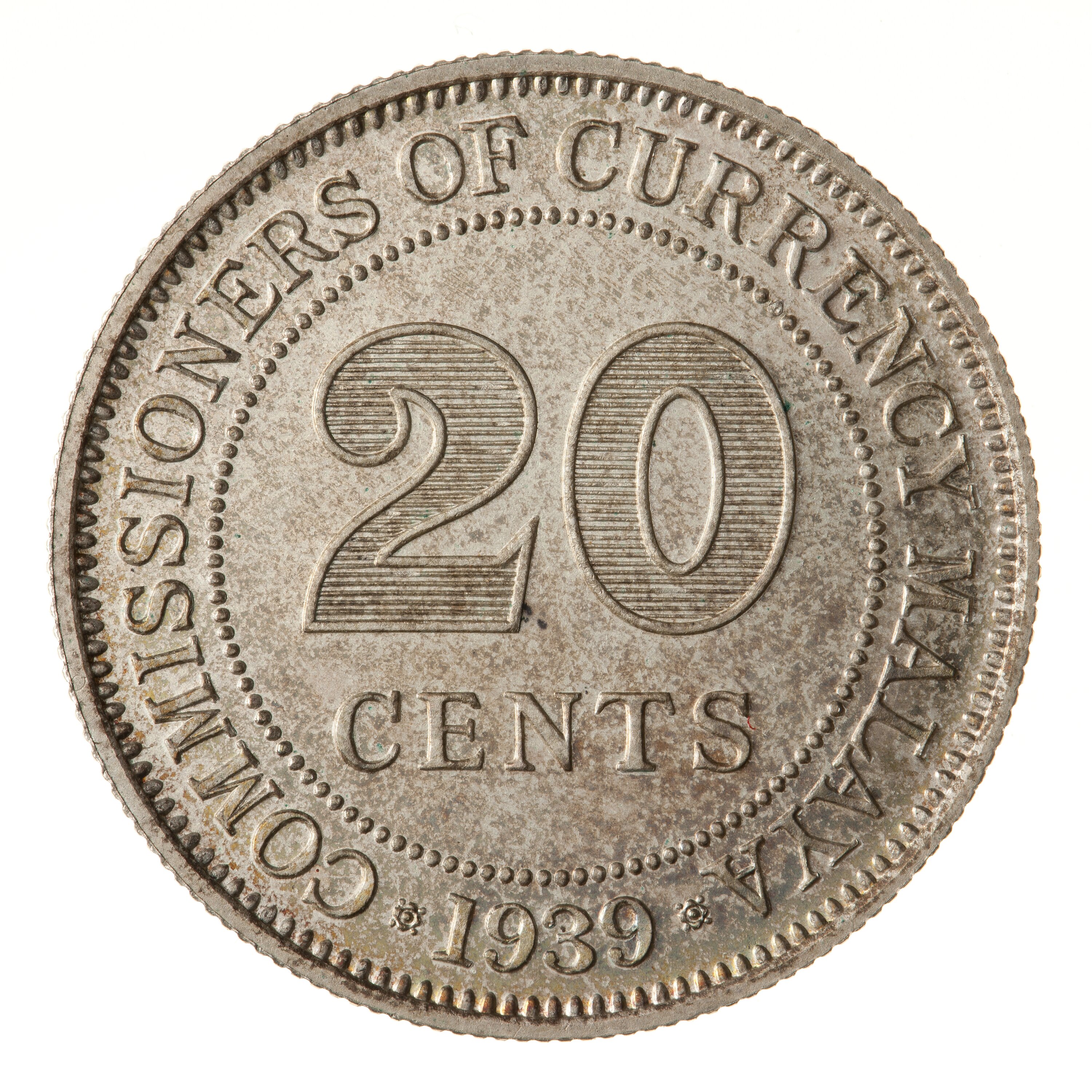 Proof Coin - 20 Cents, Malaya, 1939