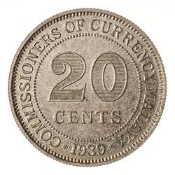 Proof Coin - 20 Cents, Malaya, 1939