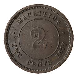 Coin - 2 Cents, Mauritius, 1877