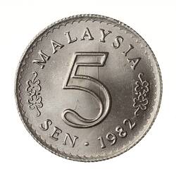 Coin - 5 Sen, Malaysia, 1982