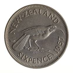 Coin - 6 Pence, New Zealand, 1957