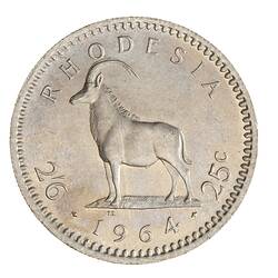 Coin - 25 Cents, Rhodesia (Zimbabwe), 1964