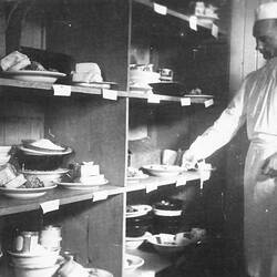 Digital Photograph - Cook with Rations in Kitchen, Displaced Persons Camp, Germany, 1946
