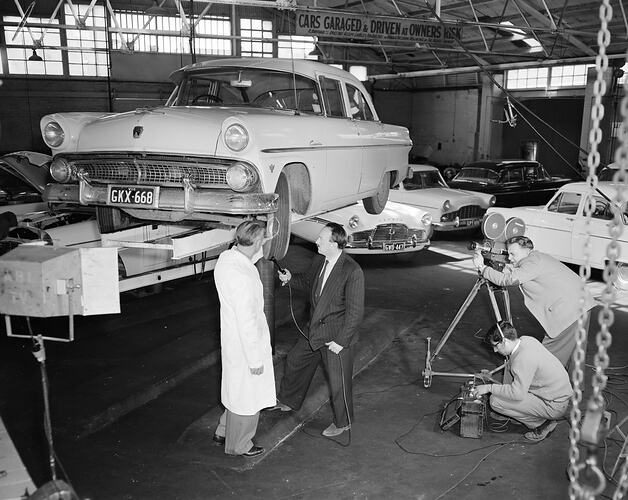 Bayford Motors, Media Interview in Showroom, Fitzroy, Victoria, 1958