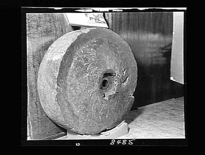 Negative - Timber Jinker Wheel Made by H. Clarke, Red Gum, Barmah, Victoria, 1908