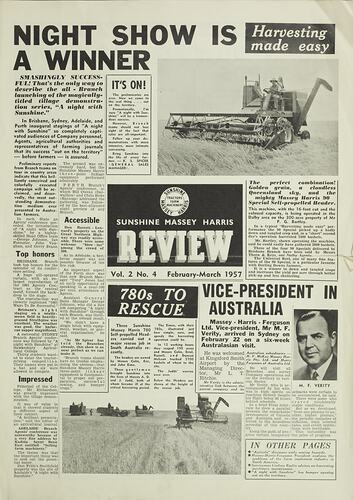 Magazine - Sunshine Massey Harris Review, Vol 2, No 4, Feb-Mar 1957