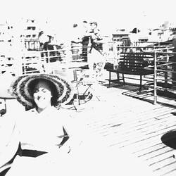 Negative - Barbara Woods on Deck of MV Fairsea, Port Said, 1957
