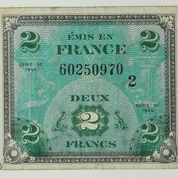 Bank Note  - 2 Francs, France, 1944