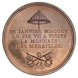 Medal - Pope Pius VII visits the Mint, France, 1805