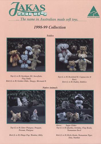 Catalogue - Jakas Soft Toys, Melbourne, 1998-1999