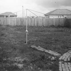 Digital Photograph - Barbara & John Woods' Back Yard with Hill's Hoist, Lalor, 1960