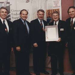 Photograph - Kodak Australasia Pty Ltd, Kodak Delegates receiving Government Endorsed Suppliers Award, 1995