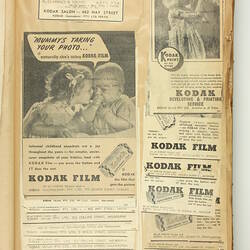 Scrapbook - Kodak Australasia Pty Ltd, Advertising Clippings, 'Advertising Dept. Clippings Newspapers 1947. Monthly Circulation', Sydney, 1947