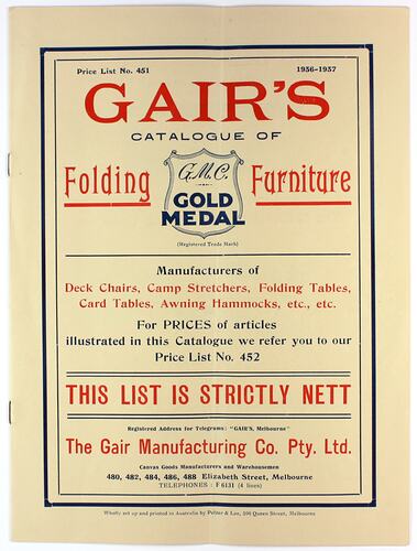 Catalogue - The Gair Manufacturing Co., Folding Furniture, 1936