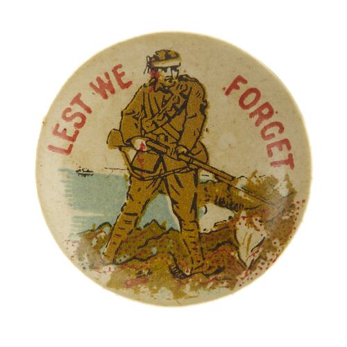 Badge showing bloodied soldier.