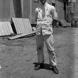 Glass Negative - Man Behind Warehouse, circa 1920s