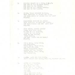 One of five typed game descriptions in black ink on paper