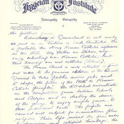 Third page of a four page, handwritten letter in blue ink on paper